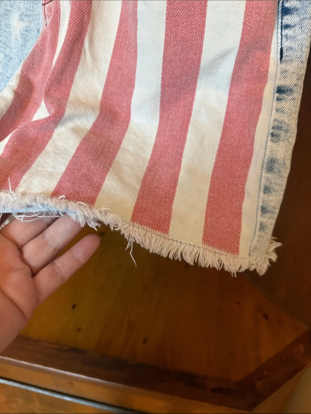 Judy Blue American Flag Denim Shorts Stars Stripes Frayed Raw Hem Size L